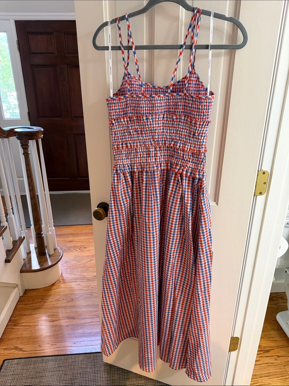 NWT HUNTER BELL Francie Lighthouse Gingham Maxi Red White Blue Sundress Smocked - Picture 11 of 11